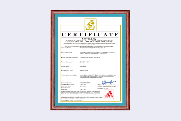 Certificate of Conformity for CE Marking